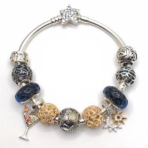 Pandora Bracelet With x3 Pandora brand charms & Mix Charms ‘Celestial Martinis’